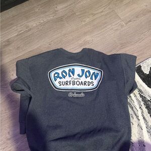 Ron Jon Charcoal Tee with Blue and White Logo